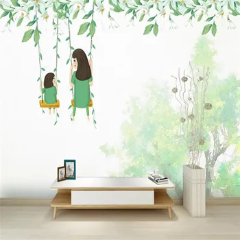 Mama ir Vaikas tapetai Sienos Nuotraukas padėkos Kūdikių Tapetai Žaliai Balti Tapetai, Vaikų Kambarys, Miegamajame Darbalaukio Sienų Freskomis