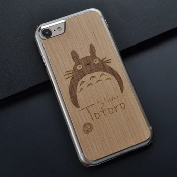 Mano Kaimynas Totoro Telefono dėklas Skirtas Iphone 6 s 7 8 plus X Mielas Medinis Telefono Dangtelis Huawei P10 Plius