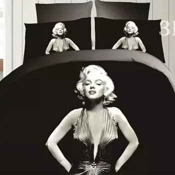 Marilyn monroe 3d patalynės karalienės dydžio patalynės komplektas gėlės 3d patalynės, namų tekstilės patalyne, antklode padengti 4pcs/set antklodė padengti