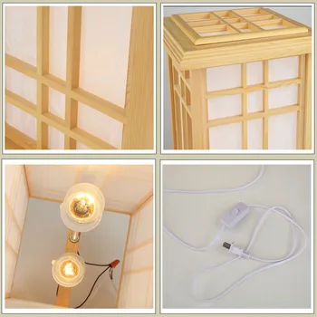 Marmenkina Japoniško stiliaus stalo lempa patalpų lempos kambarį grindų medienos lempos miegamasis den medienos popieriaus Stalo lempos AC110-240V