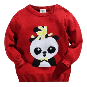 Mažai Specialistė Naujas Rudens-Pavasario Vaikai ilgomis rankovėmis O-kaklo Kokybės Panda Megzti Mergaitės Berniukai Siuvinėjimo Atsitiktinis Medvilnės Megztiniai