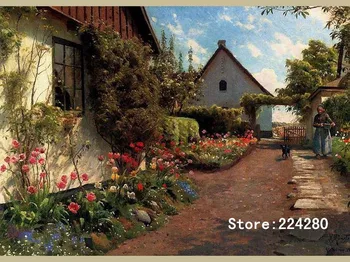 Mažas kiemas, gėlių, Kaimo Peizažas Rankdarbiams,DMC kryželiu,14CT Siuvinėjimo rinkiniai Meno Kryžminio Susiuvimo, 