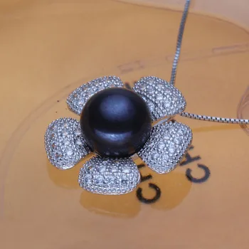 Mažas smilkalai, vėjo Cirkonis gėlių stilius S925 Sterlingas sidabro 10-11mm Natūralių perlų Pakabukas moterims, Nemokamas pristatymas
