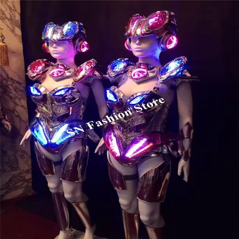 MD09 Sportinių šokių led kostiumai moterų suknelė led spalvinga šviesos drabužius etape modeliai vilki baras dj šou, baras kostiumai seksuali liemenėlė
