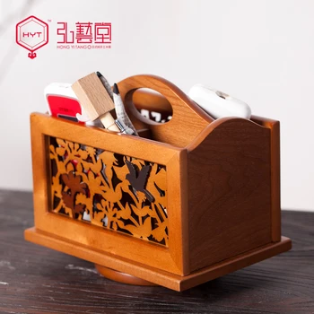Medienos kinų stiliaus sukasi nuotolinio valdymo talpinimo kambarį, kavos staliukas darbalaukio įvairenybės derliaus raižyti saugojimo dėžutė