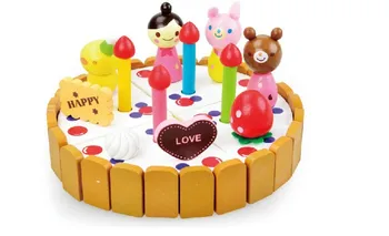 Mediniai kūdikio gimtadienio tortą supjaustyti įdomus žaislas dovana vaikui žaislas virtuvės žaislas