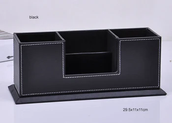 Mediniai struction PU odos paviršiaus stalas multi-funkcija raštinės reikmenys organizuoti dovble rašikliai pencls turėtojas langelį atveju juoda 202A
