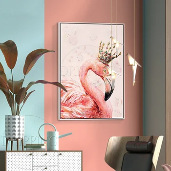 Menininko Ranka-dažytos Aukštos Kokybės Modernių Gyvūnų Flamingo Aliejaus Tapybai ant Sienos Dekoras Rankų darbo Rožinė Gyvūnų Flamingo Dekoro Tapyba