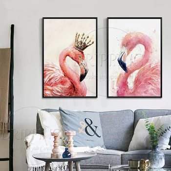 Menininko Ranka-dažytos Aukštos Kokybės Modernių Gyvūnų Flamingo Aliejaus Tapybai ant Sienos Dekoras Rankų darbo Rožinė Gyvūnų Flamingo Dekoro Tapyba