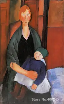 Meno Dovana Sėdinti Moteris su Vaiku (Motinystę) Amedeo Modigliani Tapybos ant Drobės Aukštos kokybės Rankų dažytos
