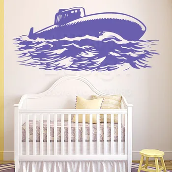 Meno kūrybos dizaino namų dekoro pigius vinilo Jūros povandeninis laivas Siena Lipdukas spalvinga namų puošmena animacinių filmų karo laivas lipdukai kambariuose
