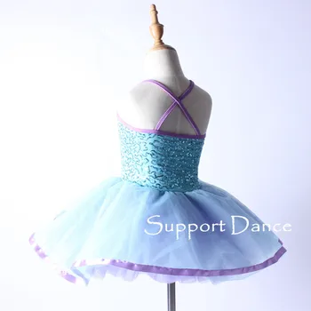 Mergaičių, Moterų Profesionalių Baleto Tutu Suknelė Bamblys Vaikams Suaugusiųjų Dangus Mėlynas China Camisole Kostiumas C281