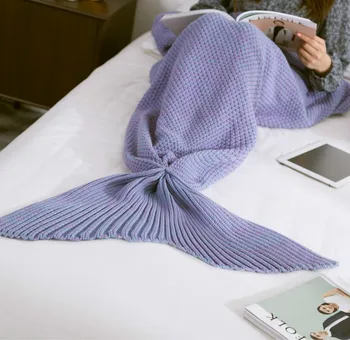 Mermaid Tail Blanket Adult Yarn Knitted Handmade Crochet Mermaid Blanket Kids Baby Throw Bed Wrap Soft Sleeping 3 Sizes 1PCS/Lot