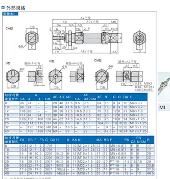 MI Serijos ISO6432 Nerūdijančio Plieno Mini Cilindrų MI25*175-S-CA pagimdė 25mm uosto PT1/8