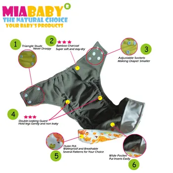Miababy OS Medžio, Bambuko Kišenėje Medžiaga Vystyklų, tinka kūdikių 5-15 kūdikis, su dvigubo nutekėjimo apsaugos,lengva nešioti ir plauti