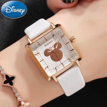 Mickey Mouse Ponios Aikštėje Odos Kvarcinis Laikrodis Atsparus Vandeniui Disney Moterų Paprasta Mados Madinga, Elegantiška Geros Kokybės Laikrodžiai