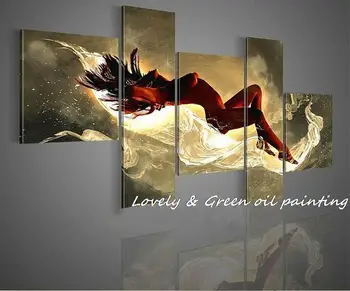 Miegančioji Gražuolė 5 įvairiaspalvis rankomis tapybos drobės Šiuolaikinės Dekoratyvinės Portfelio Abstraktusis menas, Šokis Gražus naftos paveikslai