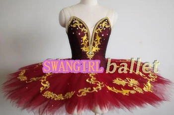 Miego grožio baleto scenos kostiumai raudona esmeralda profesinės tutus aukso gėlių mergaičių blynas baleto mdc nutcracakerSB0033