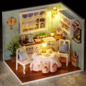 Mielas Kambarys Doll ' s House Dovana Meilužio Puppenhaus Dovana Žaislai Vaikams Miniatiūriniai Baldai, Mediniai Namai