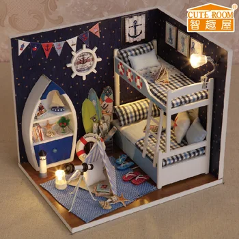Mielas Kambarys Doll 's House Puppenhaus Brithday Dovana Miniatiūriniai Namas žaislai vaikams, Medinis Namas žaislai - Veido dangus