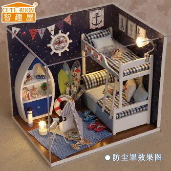 Mielas Kambarys Doll 's House Puppenhaus Brithday Dovana Miniatiūriniai Namas žaislai vaikams, Medinis Namas žaislai - Veido dangus