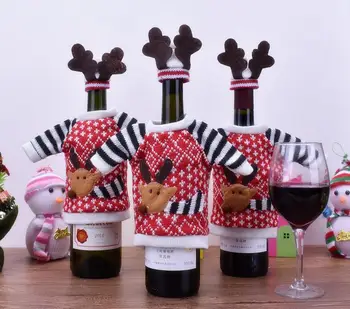 Mielas Mados Medžiaga Raudonojo Vyno Butelio Dangtelį Krepšiai Elnių Kalėdų Džemperis Apdailos Prekių Namo Šalis Santa Claus Ir Kalėdų