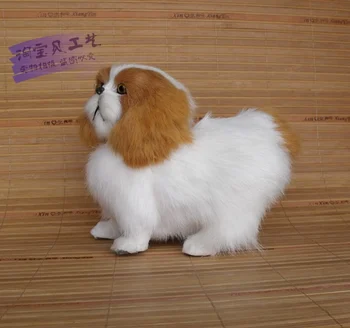 Mielas modeliavimas Pekingese šuns žaislas polietileno & kailiai, geltona ausys šuo lėlės dovana, apie 18x10x17cm 0952