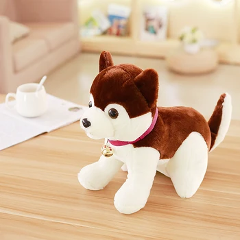 Mielas pliušinis Haskis žaislas mažos rudos arba pilkos spalvos haskis šuo lėlės dovana, apie 30cm