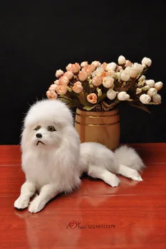 Mielas simulaiton šuns žaislas natūralios odos mielas gulėti poodles lėlės dovana, apie 30x16x14cm 0974