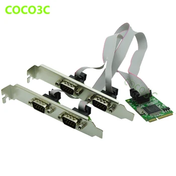 Mini PCI express 4 Serijos uostų Valdiklio plokštė mini PCIe, kad DB9 RS232 adapteris mini PCI-E COM Kortelės MCS9904
