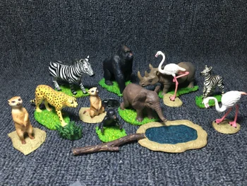 Mini pvc pav remen hippo liūtas, dramblys zebra žaislų rinkinys