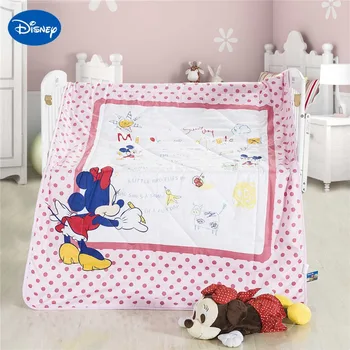 Minnie Mouse Piešimo Vasarą, Antklodės, Antklodės, Disney, Medvilnės Patalynės Wowen 120*150CM Kūdikio Lovelę Merginos Cot Bed Dekoro Pink Polka Dot