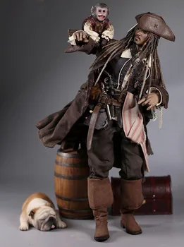 Mnotht 1/6 Captain Jack Beždžionių Modelio Piratų Beždžionė Vyno Barelį, Treasure Box House Gyvūnų Modelį 12in Veiksmų Skaičius, Scena, Žaislai