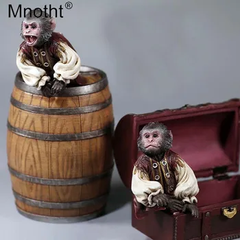 Mnotht 1/6 Captain Jack Beždžionių Modelio Piratų Beždžionė Vyno Barelį, Treasure Box House Gyvūnų Modelį 12in Veiksmų Skaičius, Scena, Žaislai