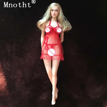 Mnotht 1/6 seksuali mergina, raudoni Apatiniai, nėriniai pižama kostiumas tuščiaviduriai perspektyvos, sijonas, suknelė, Diržas, žaislų, 12
