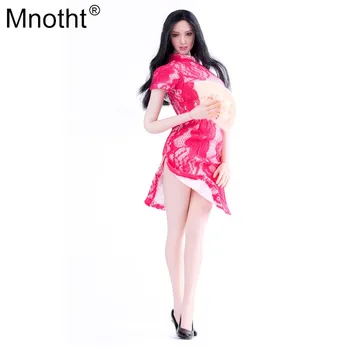 Mnotht 1/6 Seksualus Senovės Kinų Cheongsam Modelis Moterų Sijonas Klasikinė Raudona/Mėlyna/žalia Suknelė Žaislas 12in Kareivis Veiksmų Skaičius, c