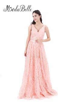 Modabelle Seksualus Backless 3D Gėlių Gėlių Prom Dresses 2018 M., Moterų-Line Nėriniai Siuvinėjimo Vakare Gown Vestidos Fiestas De Gala