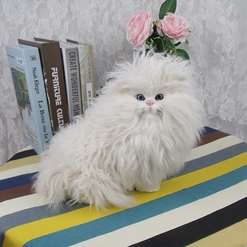 Modeliavimo mielas baltas persų katė 28x18x21cm modelis polietileno&kailis katė modelį, namų dekoravimo prekėms ,modelis dovana d699