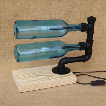 Modernaus vitražo Butelis umbra stalas šviesos apimti dvigubai G4 lempučių medienos bazės tabel šviesos kambarį 220V