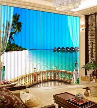 Modernus 3D Užuolaidos Kambaryje Namų Dekoravimo Užuolaidų Virtuvės Mėlyna jūra Langą Blackout Užuolaidos Nemokamas Pristatymas .