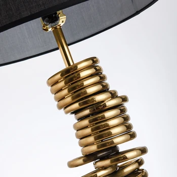 Modernus Stalo Lempa Kūrybos Aukso Metalo Žiedai Apdailos stalinės Lempos Juodo Audinio Naktiniai Šviesos, Viešbučio, Miegamojo Lampade tavolo H80cm