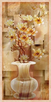 Modernus stilius paprastas 3D Užuolaidų jade gėlių marmuro tapybos Lango Užuolaidėlė Gyvenimo kambario, Miegamasis Hotel Apklotai Cortinas