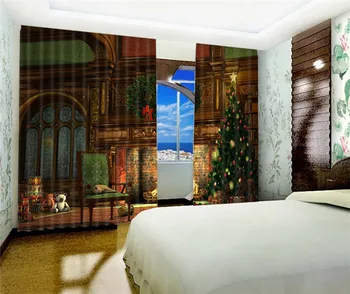 Modernūs, Prabangūs Kalėdų dekoracijas 3D Blackout Užuolaidos Vaikams Patalynė kambaryje kambarį Viešbutyje Apklotai Cortinas