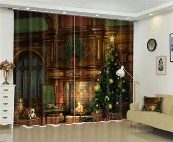 Modernūs, Prabangūs Kalėdų dekoracijas 3D Blackout Užuolaidos Vaikams Patalynė kambaryje kambarį Viešbutyje Apklotai Cortinas