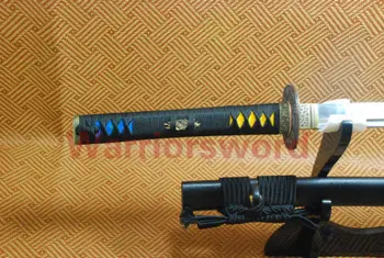 Molio Grūdintas Japonijos Samurajų Kardas KATANA Full Tang Ašmenys Žalvario Tsuba #702