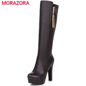 MORAZORA Spuer dydis 34-45 kelio auliniai batai moterims, minkštos PU odos mados batai platformos batai kietas karšto pardavimo