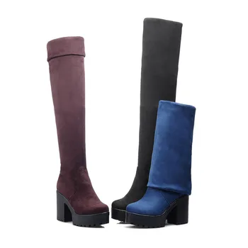 MORAZORA Trijų spalvų moteriški batai pavasarį, rudenį platformos batai moteriška mada per kelius siekiantys batai aukštakulniai didelis dydis 34-43