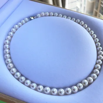 Moteris Dovaną žodis 925 Sterlingas sidabro realus Fizinis Taihu gėlavandenių perlų vėrinį 8-9, beveik apvalios, beveik nėra laiko choker bts
