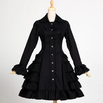 Moterys Pavasarį, rudenį office suknelė vintage lolita išlyginimu kostiumas rankovėmis Moteriška medvilnės Susiėmę Atsitiktinis suknelė ilga suknelė, Švarkelis