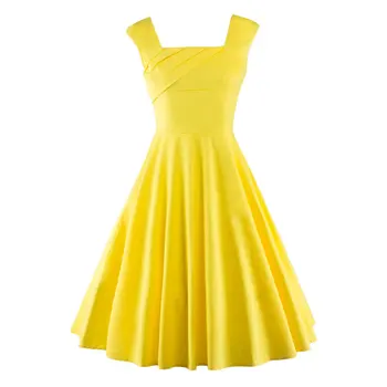 Moterys Vasarą Retro Vintage Suknelė Big Swing, Šaliai, Skraistės, Rockabilly 50s Šalis Suknelės Plius Dydžio Juoda Geltona Raudona Moteriška Vestidos